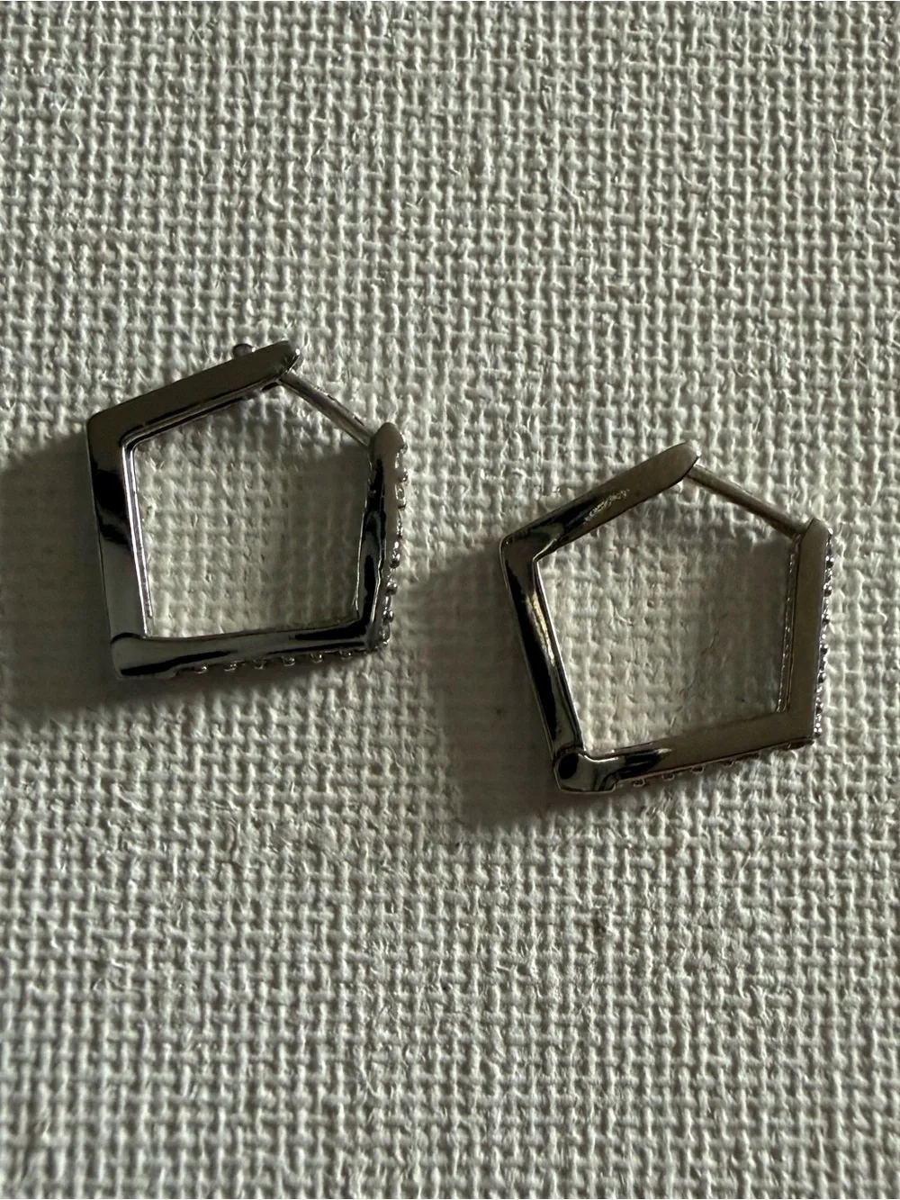 NEW Nordstrom Silver Geometric Hexagon Hoop Earrings